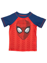 Marvel Toddler Boys Red & Blue Spider-Man Rash Guard Swim Shirt