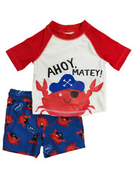 Carters Infant & Toddler Boys Pirate Crab Rash Guard Shirt & Swim Trunks Set