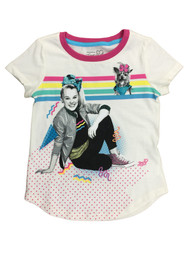 Jojo Siwa Girls White BowBow Polka Dot Glitter T-Shirt Tee Shirt