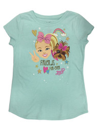Jojo Siwa Girls Blue Friends Fur- Ever BowBow Gold T-Shirt Tee Shirt