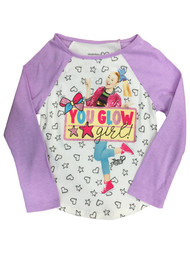 Jojo Siwa Girls White & Purple Heart You Glow Girl Glitter T-Shirt Shirt