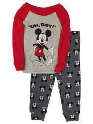 Disney Infant Boys Gray Oh Boy Mickey Mouse Cotton Pajamas Sleep Set