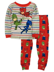 PJ Masks Toddler Boys Gray & Red Stripe Cotton Pajamas Sleep Set