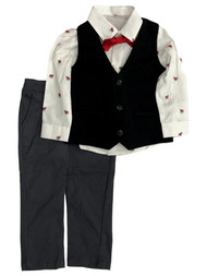 Infant & Toddler Boys Dress Up Suit Pants Vest Puppy Shirt Bow Tie Outfit