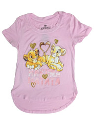 Disney Girls Lion King Nala & Simba Hakuna Matata Pink T-Shirt Tee Shirt X-Small