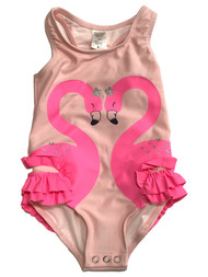 Carters Infant & Toddler Girls 1pc Ruffled Pink Flamingo Swim Suit