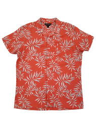 Marc Anthony Mens Coral Palm Leaf Slim Fit Short Sleeve Button-Down Shirt