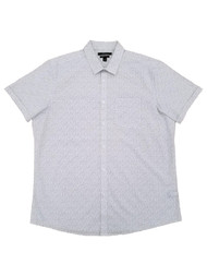 Marc Anthony Mens White & Blue Neat Slim Fit Short Sleeve Button-Down Shirt