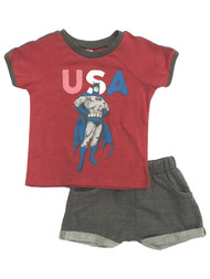 DC Comics Infant & Toddler Boys Outfit Red USA Batman T-Shirt & Shorts Set