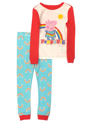 Peppa Pig Toddler Girls Colorful Rainbow Pajamas Sleep Set