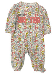Carters Infant Girls Pink Floral Little Sister Sleeper Footie Pajamas