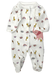 Carters Infant Girls White Cotton Elephant Baby Sleeper Footie Pajamas