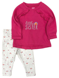 Carters Infant Girls Pink Little Sister Rainbow Outfit Sweatshirt & Pants