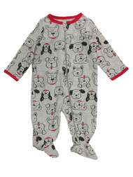Infant Boys Gray & Red Puppy Dog Zip From Bottom Sleeper Footie Pajamas