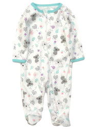 Infant Girls White Cotton Koala Bear Themed Baby Sleeper Footie Pajamas