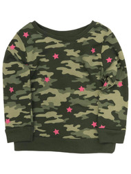 Toddler Girls Green & Pink Camo Sweatshirt Camouflage Baby Sweat Shirt