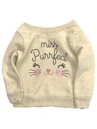 Infant Girls Beige Miss Purrfect Baby Kitty Cat Sweatshirt Sweat Shirt