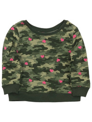 Infant Girls Green & Pink Heart Camo Print Sweatshirt Baby Sweat Shirt