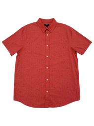 Mens Red Geo Short Sleeve Button-Down Shirt