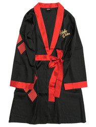 DC Comics Bombshells Womens Silky Black Satin Harley Quinn Bathrobe Bath Robe