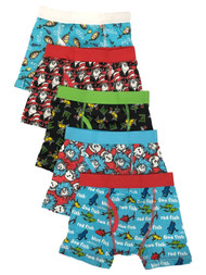 Dr Seuss Boys 5pc Cat in Hat 1 Fish Thing 1 Green Eggs Boxer Briefs Underwear