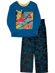 Boys Blue Pokemon Pajamas Pikachu Pikachu Squirtle Charmander Sleep Set XS 4/5