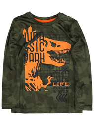 Jumping Beans Boys Long Green Camo Jurassic Park Dinosaur T-Shirt Tee Shirt