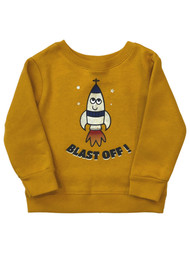 Infant Boys Yellow Blast Off Baby Rocket Ship Sweatshirt Top Sweat Shirt