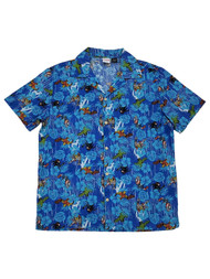 Marvel Mens Blue Avengers Hawaiian Tropical Button-Down Shirt