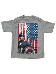Marvel Boys Gray Short Sleeve Captain America Avengers Tee Shirt T-shirt 6/7