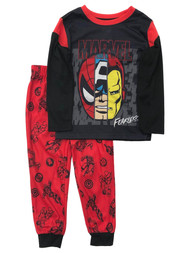 Marvel Boys Long Black Spider-man Iron Man Pajamas Shirt & Sleep Pants