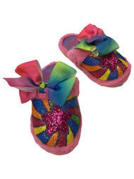 Jojo Siwa Girls Pink Glitter Rainbow Star Slippers Bow House Shoes