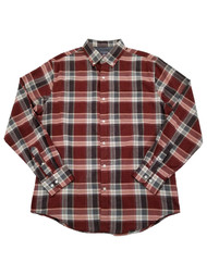 Van Heusen Mens Red & Gray Plaid Flex Non-Iron Long Sleeve Button-Down Shirt