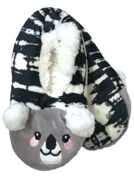 Girls Black & White Sherpa Koala Bear Ballet Slippers House Shoes