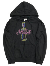 Coca-Cola Junior Womens Black Neon Coke Hoodie Sweatshirt Top