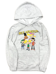 Hey Arnold Junior Womens Speckled Gray Hoodie Sweatshirt Top