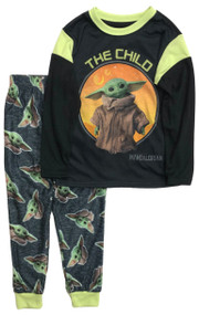 Star Wars Boys Long Black Mandalorian Pajamas Baby Yoda Sleep Pants Set