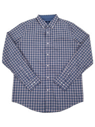 George Mens Pink & Blue Plaid Stretch Poplin Long Sleeve Button-Down Shirt