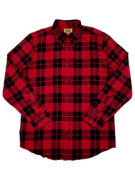 The Foundry Mens Red & Black Plaid Long Sleeve Button-Down Flannel Shirt