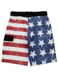 Mens Red White & Blue Vintage American Flag Patriot Board Shorts Swim Trunks
