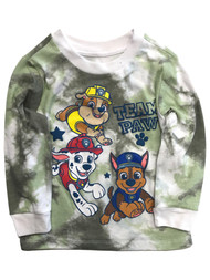 Paw Patrol Toddler Boys Long Green Tie Dye Puppy Dog T-Shirt Tee Shirt
