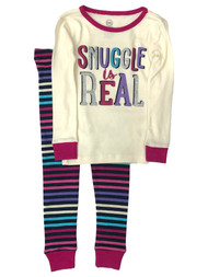Infant & Toddler Girls Striped Cotton Snuggle is Real Pajamas Baby Sleep Set