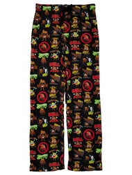 Emojione Mens Black Poop Emoji Knit Sleep Pants Lounge Pant Pajama Bottoms