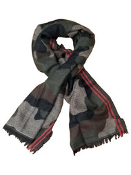 Womens Dark Green Camo Red Warm Big Blanket Scarf Fringe 70 by 27 Inches