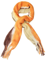 Womens Orange Brown Tan Cream Cozy Warm Big Blanket Scarf 76 by 20 Inches