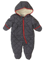 Rothschild Infant Boys Gray Quilted Hooded Pram Baby Snowsuit Snow Suit
