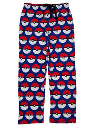 Pokemon Mens Blue Pokeball Print Knit Sleep Pants Lounge Pants Pajama Bottoms