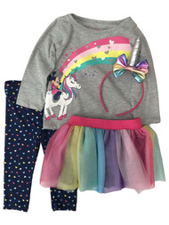 Disney Toddler Girls 4pc Minnie Mouse Unicorn Outfit Pants Shirt Skirt Set