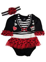 Infant Girls Halloween Black Red & White Skull Tulle Skirt Bodysuit Creeper