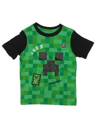 Minecraft Boys Green & Black Creeper Tee Shirt Video Gamer T-Shirt